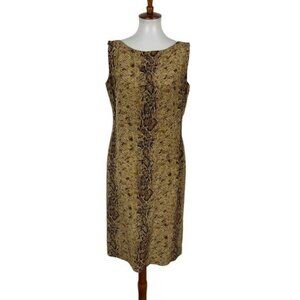 City Silk Dress 10 Brown Sleeveless Side‎ Zip Cocktail Evening Party